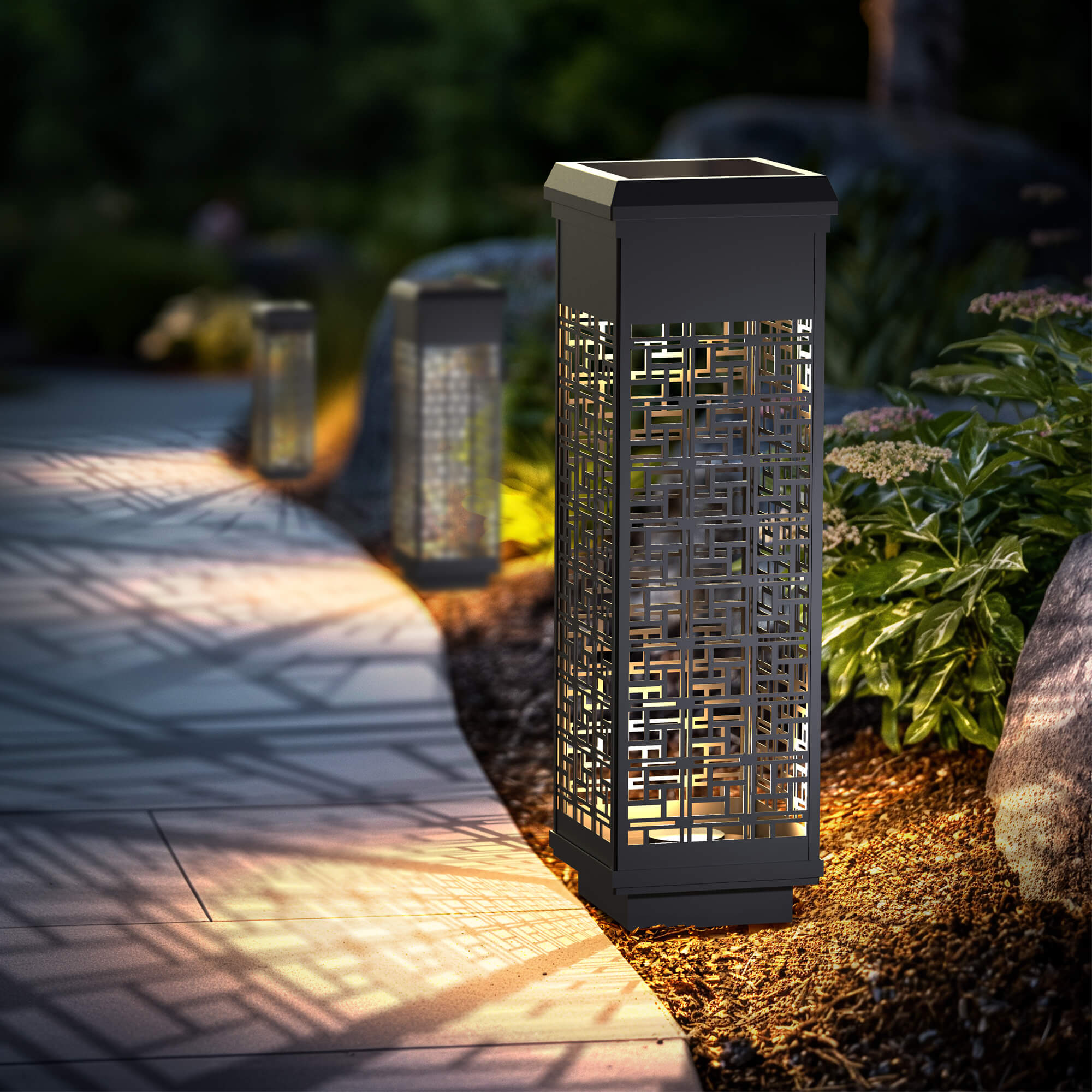 KODA Solar Hikari Square Bollard Light (4-Pack)