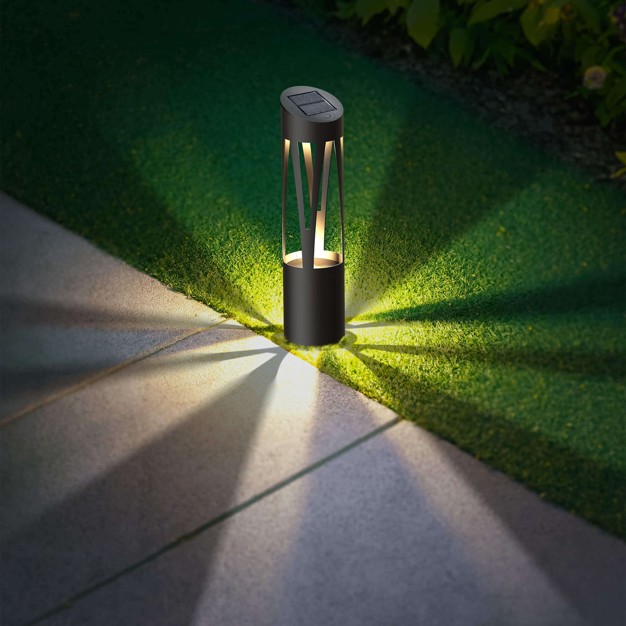 KODA Solar Sunburst Round Bollard Light (4-Pack)