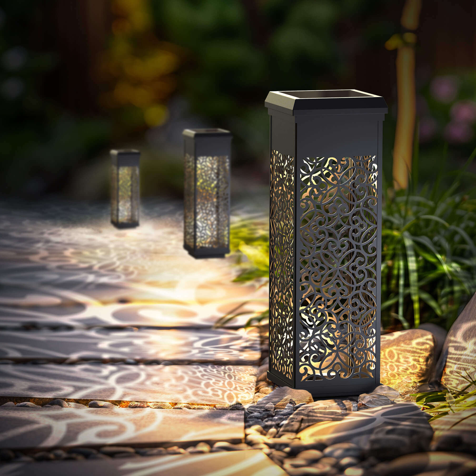 KODA Solar Flora Square Bollard Light (4-Pack)