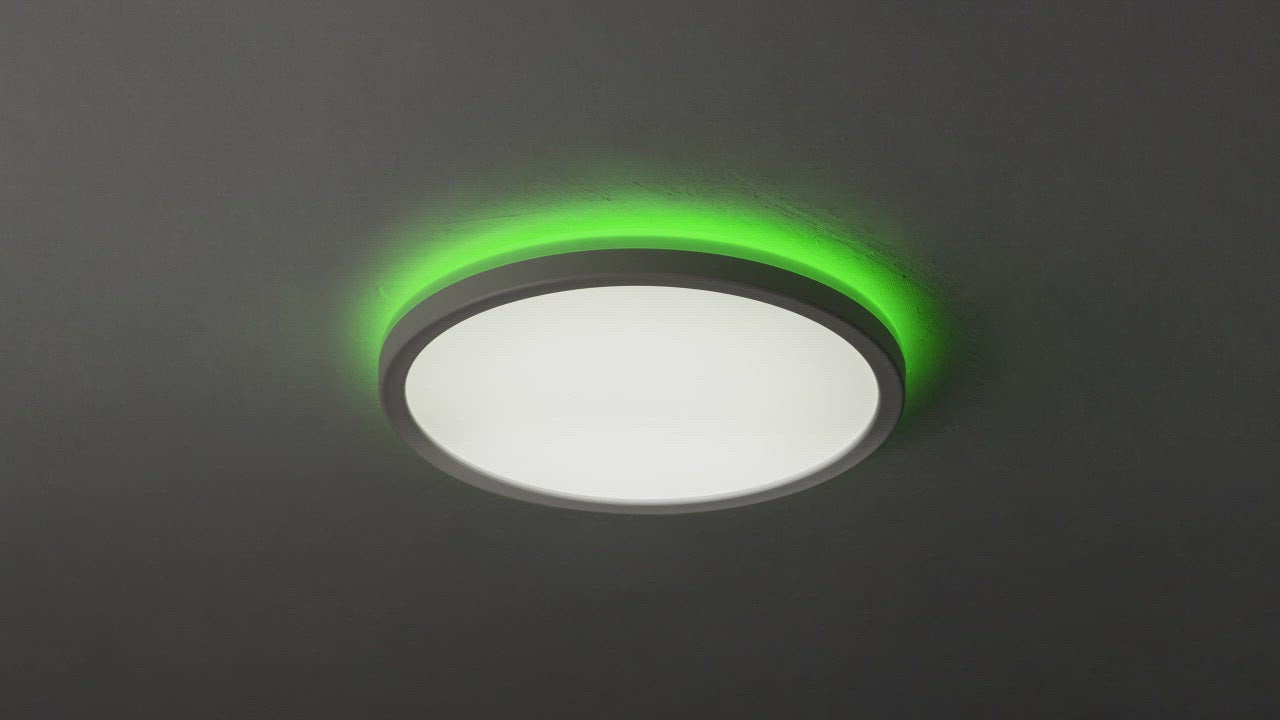 Load video: KODA Slim 12" LED Ceiling Light with Mood Light