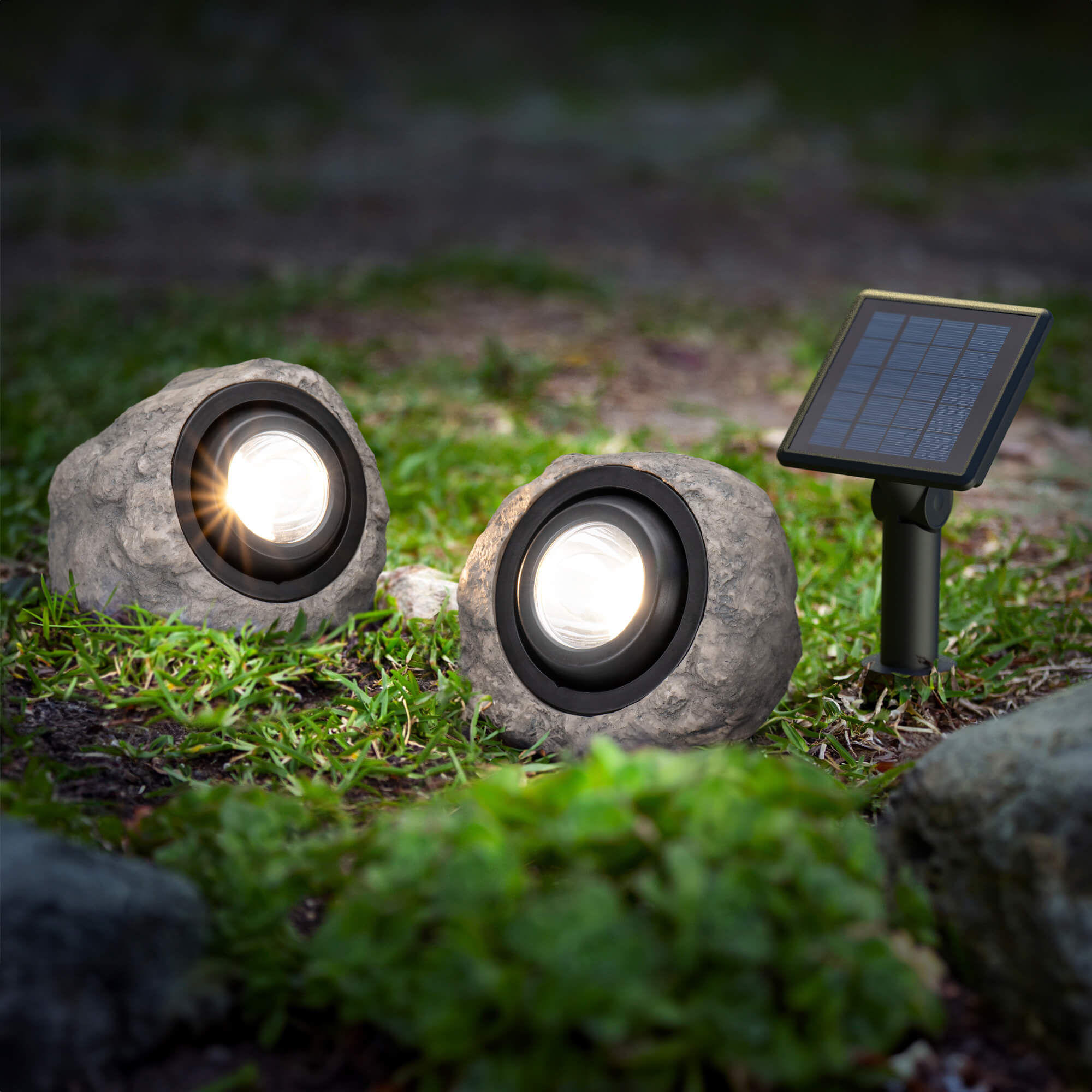 KODA Solar LED Rock Spotlight with Adjustable White Color