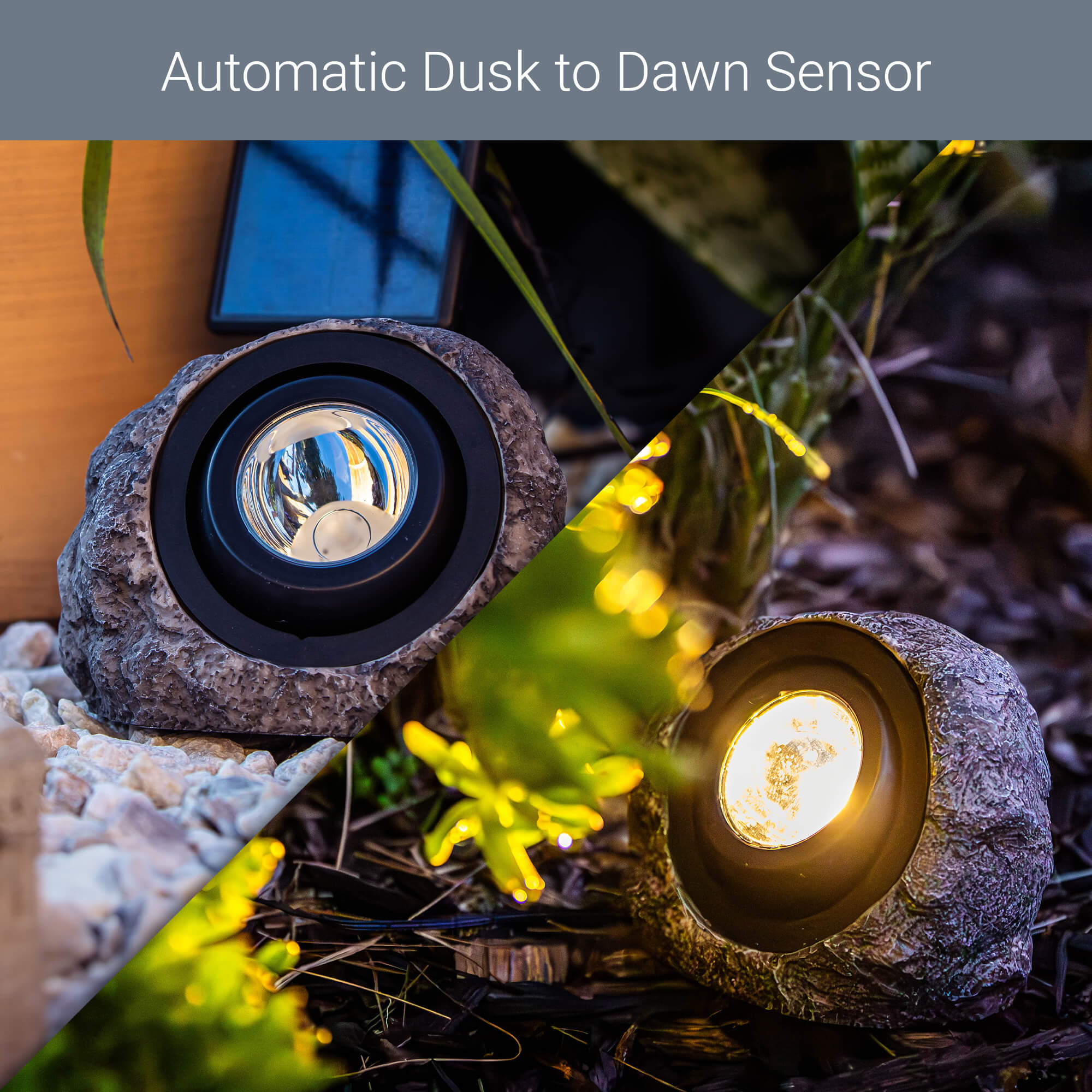 KODA Solar LED Rock Spotlight with Adjustable White Color